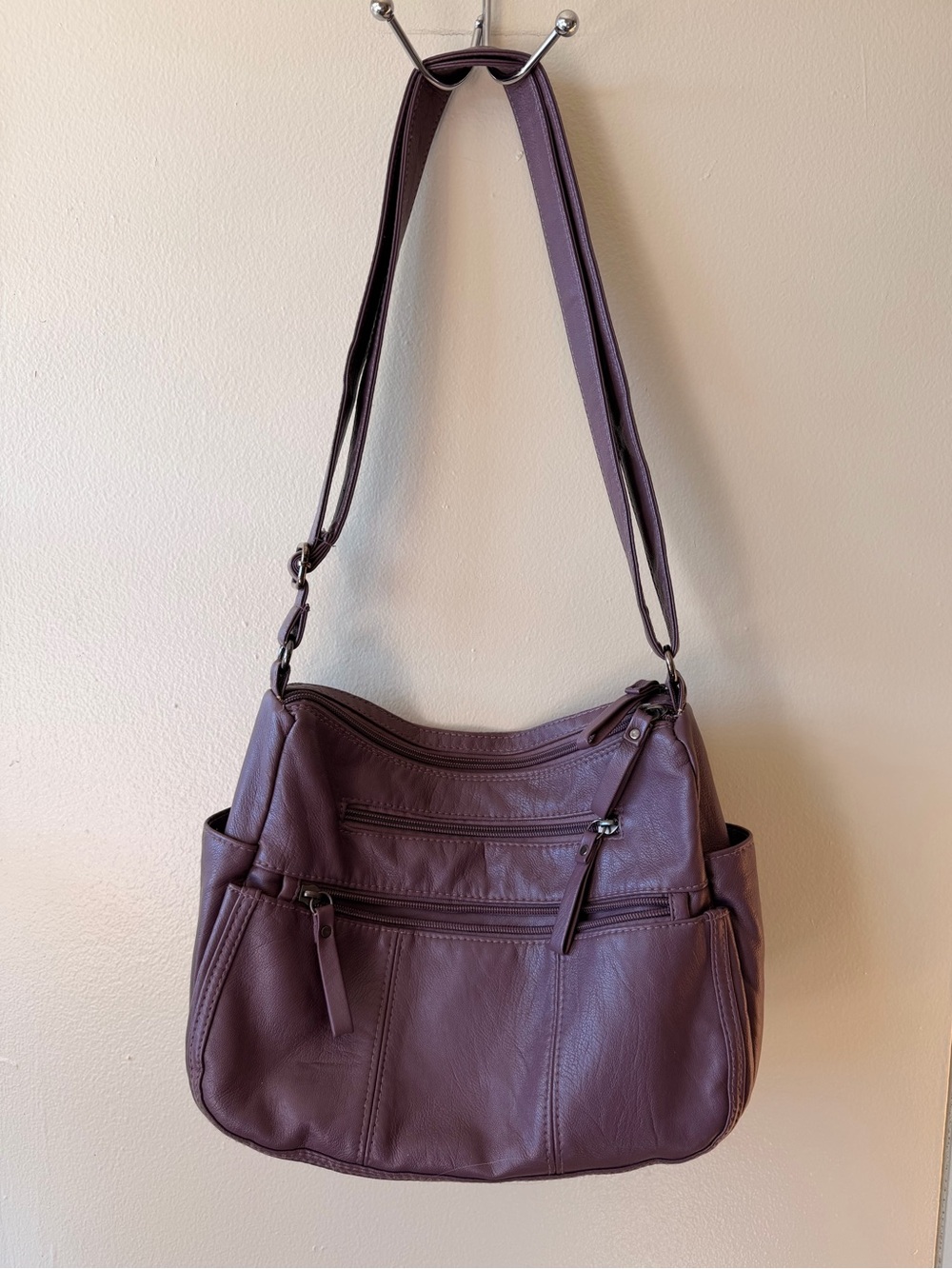 Volganik Rock Burgundy Slouchy Multi Pocket Crossbody Shoulder Bag Y2K